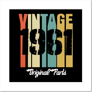 Vintage 1961 Original Parts Retro Vintage Birthday Gifts 59s Posters and Art